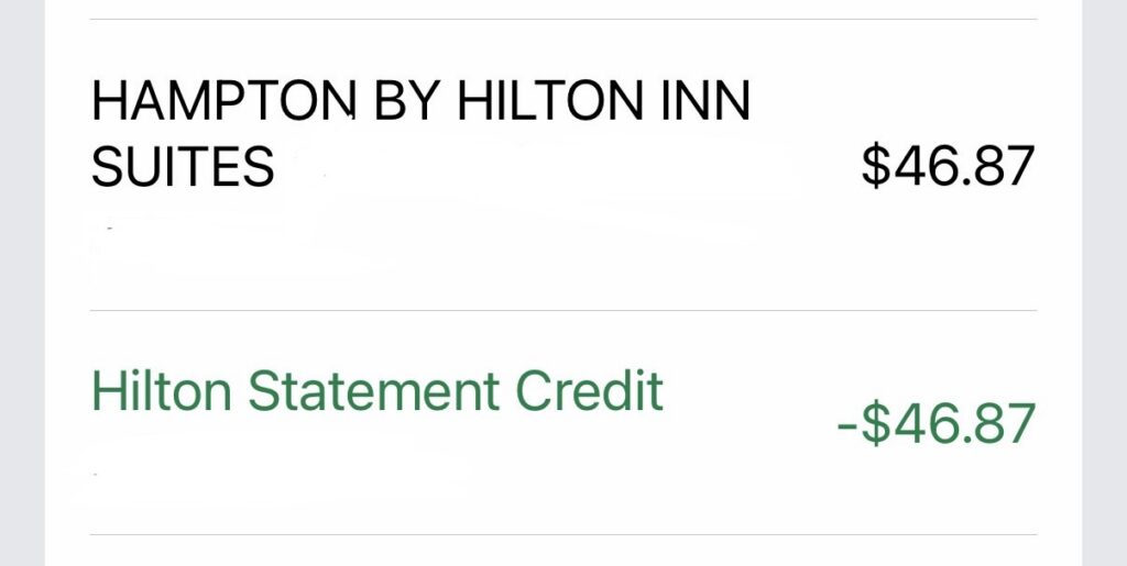 Hilton credit card credits
