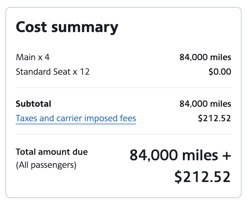 American Airlines award booking confirmation