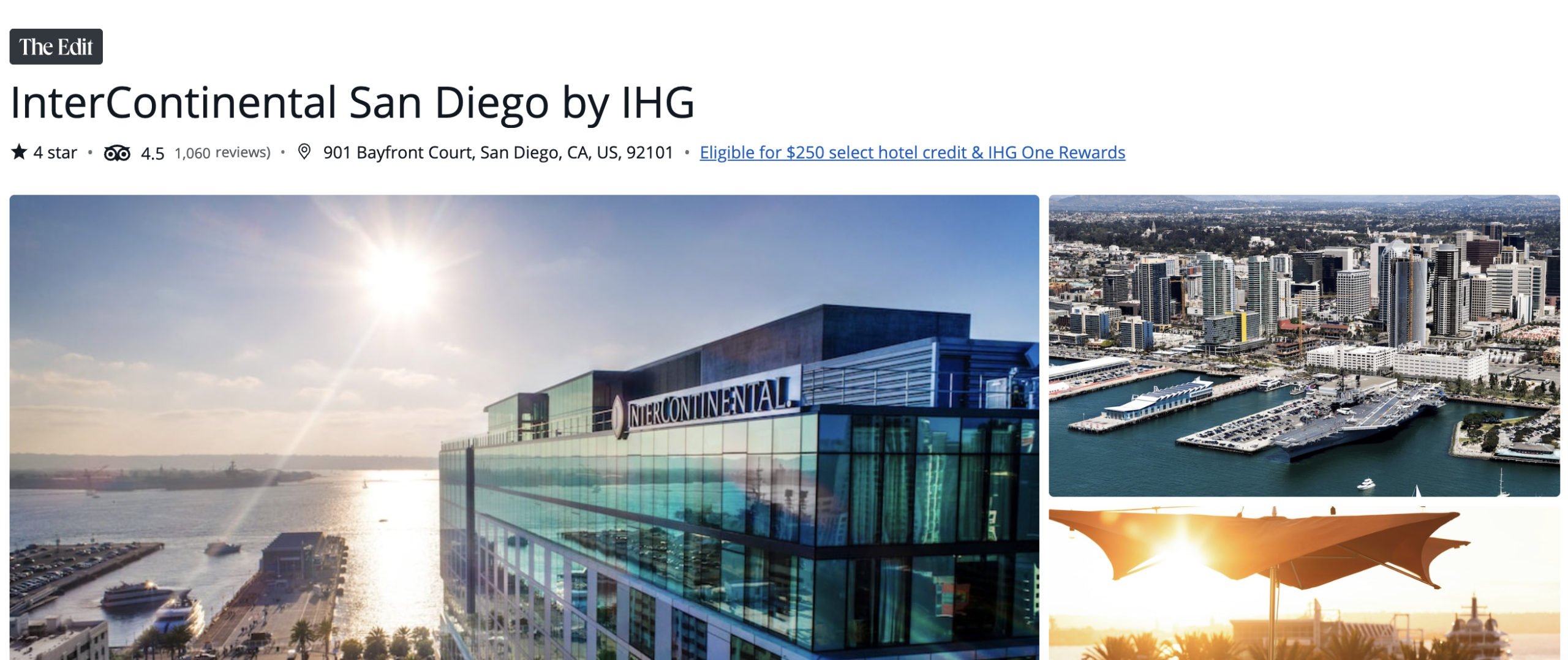 InterContinental San Diego booked with Chase's The Edit credit